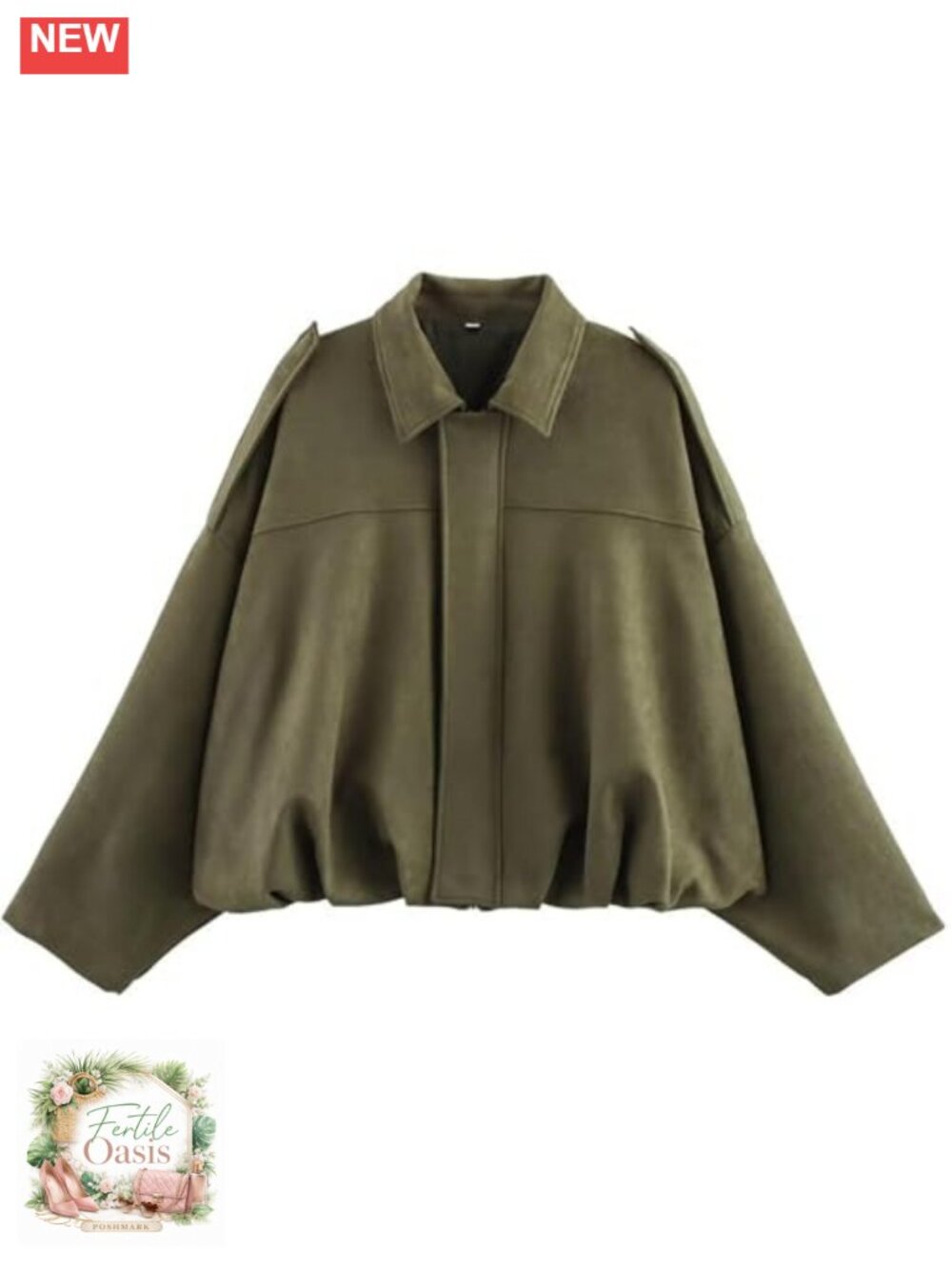 Women's Faux Suede Oversized Cropped Bomber Jacket Fall Cute Coat